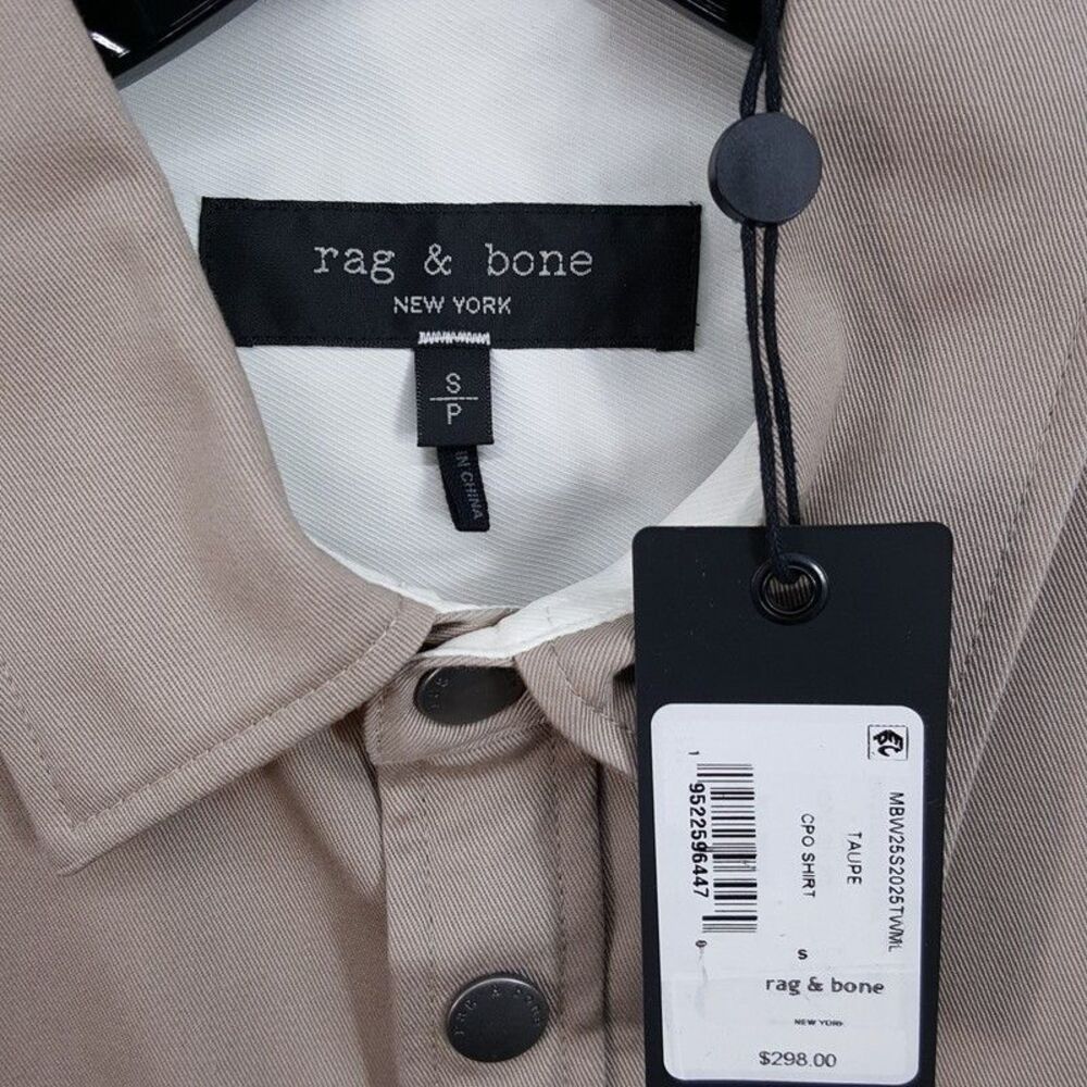 RAG & BONE Shirt Mens Small Tan Canvas Snap Button Up Overshirt CPO $298 - Picture 3 of 6